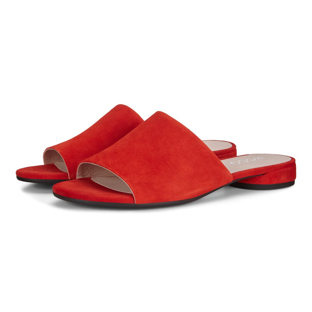 ECCO Womens Slides Red - Flat Sandals Ii - UBQ-320689